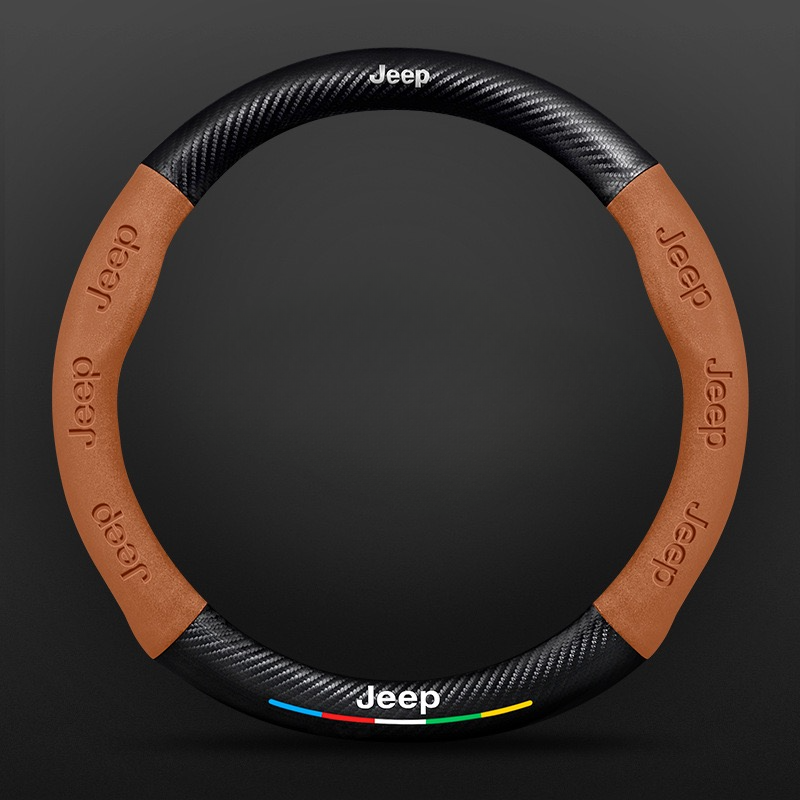 TrackVibe | Brown Carbon Suede Steering Wheel Cover – Anti-Slip & Wear-Resistant