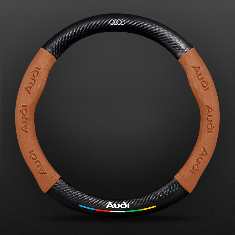 TrackVibe | Brown Carbon Suede Steering Wheel Cover – Anti-Slip & Wear-Resistant