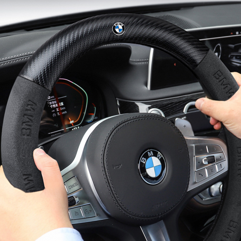 TrackVibe | Blue Carbon Suede Steering Wheel Cover – Anti-Slip & Wear-Resistant