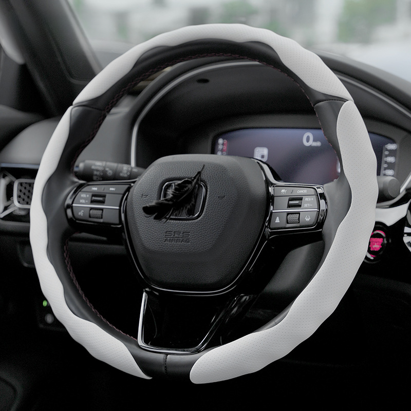 Premium Perforated Nappa Leather Steering Wheel Cover - Anti-Slip, Breathable, Scratch-Resistant, Easy to Clean