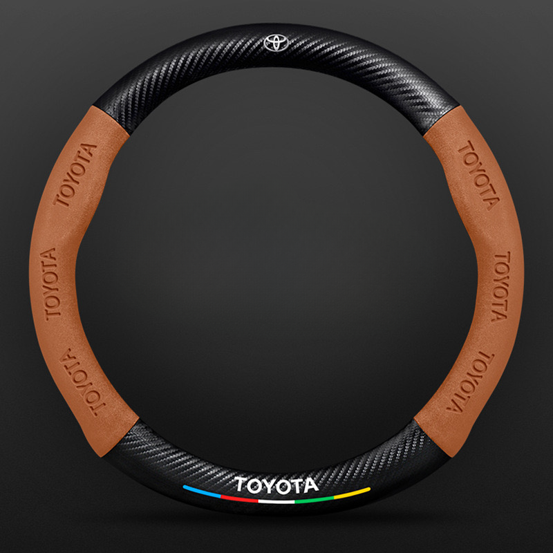TrackVibe | Brown Carbon Suede Steering Wheel Cover – Anti-Slip & Wear-Resistant