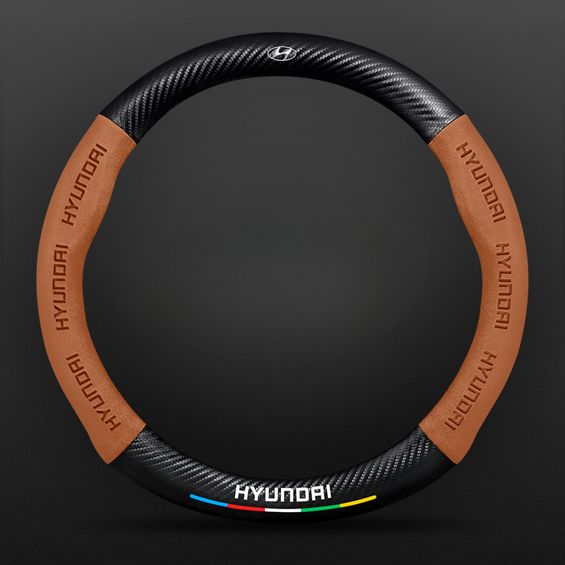 TrackVibe | Brown Carbon Suede Steering Wheel Cover – Anti-Slip & Wear-Resistant