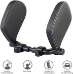 Leather Car Side Headrest Travel Pillow - Long-Distance Sleeping Support for Neck and Spine Comfort