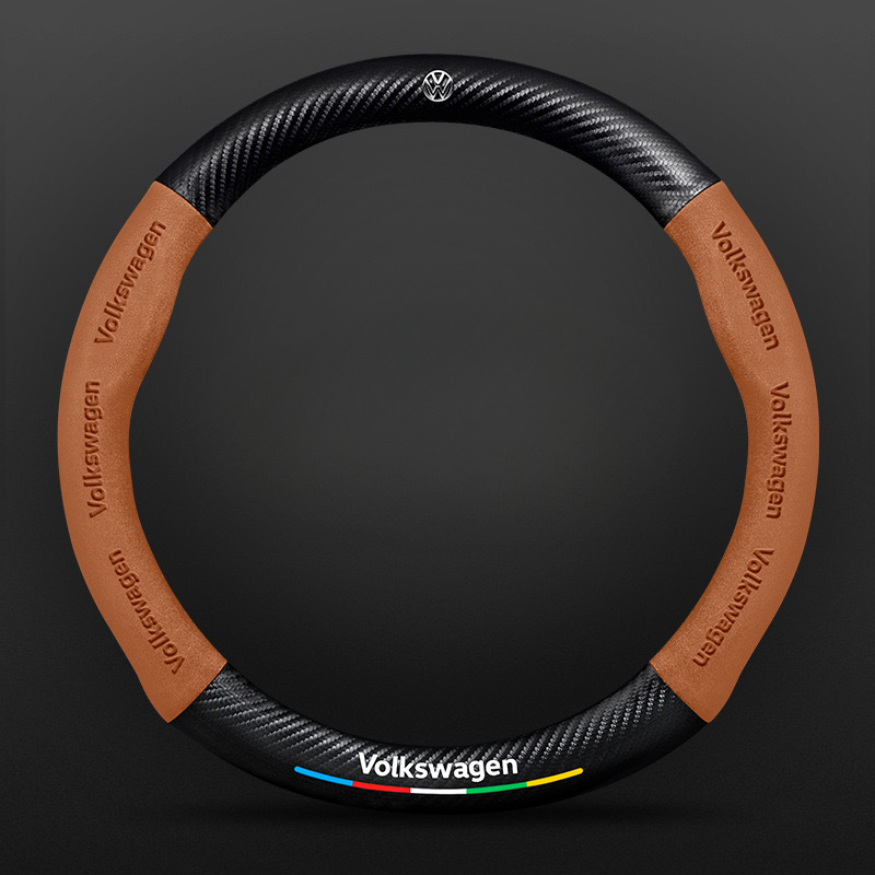 TrackVibe | Brown Carbon Suede Steering Wheel Cover – Anti-Slip & Wear-Resistant