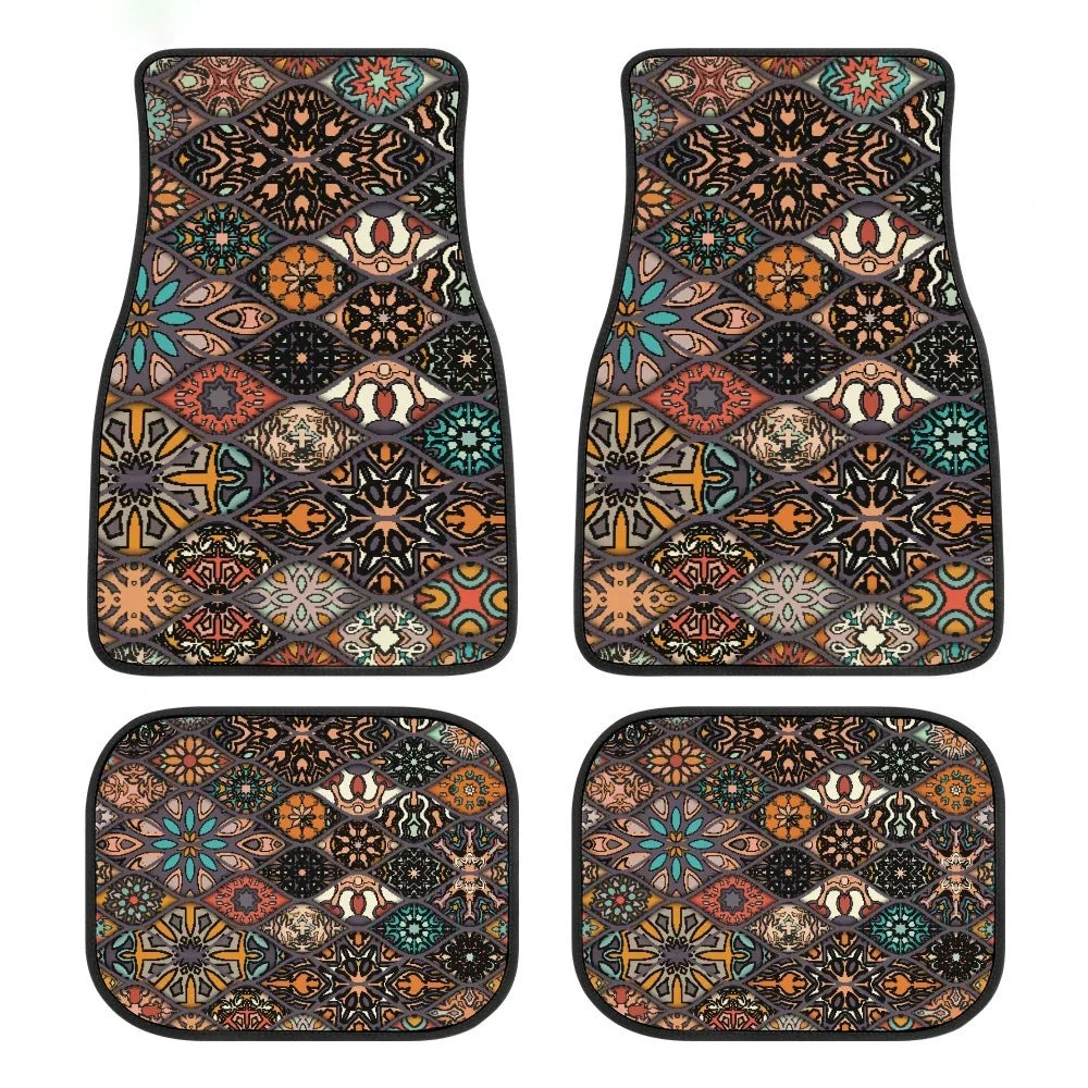 Ethnic Retro Style Car Floor Mats - Stain-Resistant & Easy to Clean