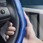 5D Carbon Fiber Pattern Steering Wheel Cover: Sporty Style, Universal Fit, All-Season Use