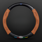 TrackVibe | Brown Carbon Suede Steering Wheel Cover – Anti-Slip & Wear-Resistant