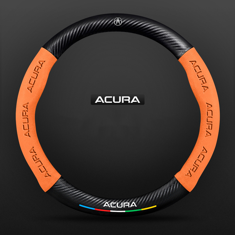 TrackVibe | Orange Carbon Suede Steering Wheel Cover – Anti-Slip & Wear-Resistant
