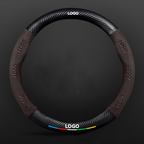 TrackVibe | Deep Brown Carbon Suede Steering Wheel Cover – Anti-Slip & Wear-Resistant