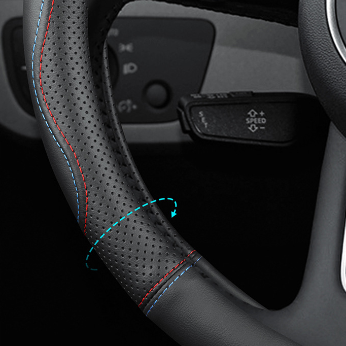 SportVibe Pro - Perforated Leather Steering Cover for Enhanced Grip