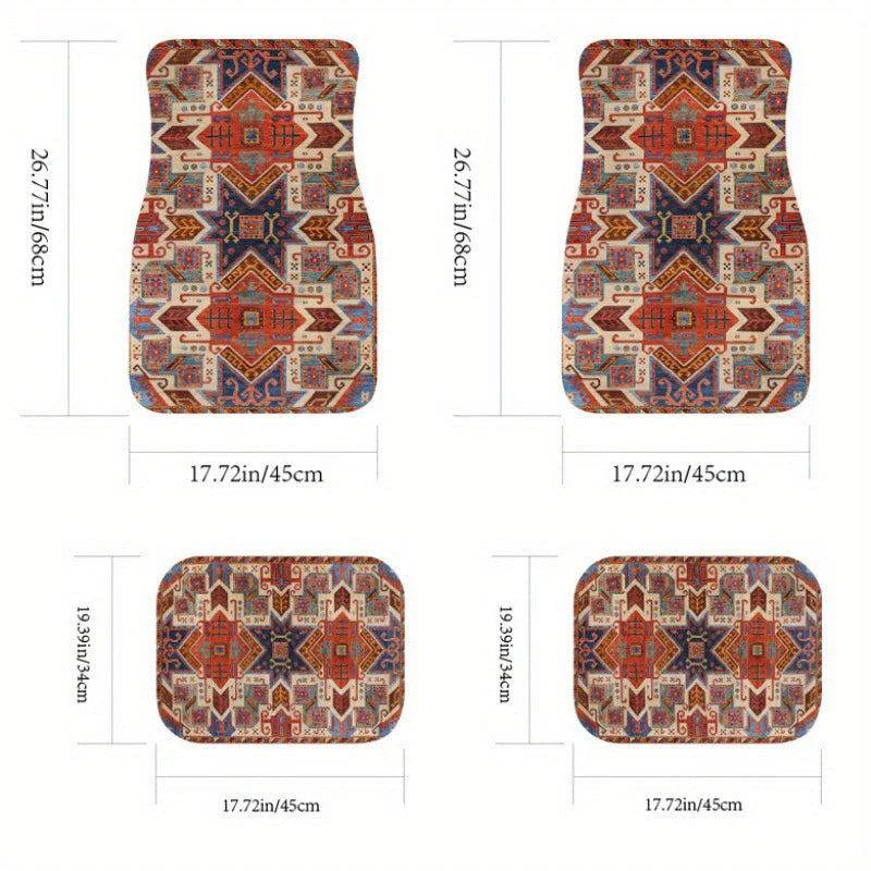 Ethnic Retro Style Car Floor Mats - Stain-Resistant & Easy to Clean
