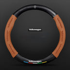 TrackVibe | Brown Carbon Suede Steering Wheel Cover – Anti-Slip & Wear-Resistant