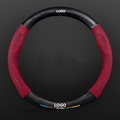 TrackVibe | Red Carbon Suede Steering Wheel Cover – Anti-Slip & Wear-Resistant