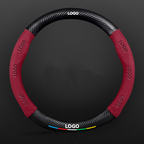 TrackVibe | Red Carbon Suede Steering Wheel Cover – Anti-Slip & Wear-Resistant